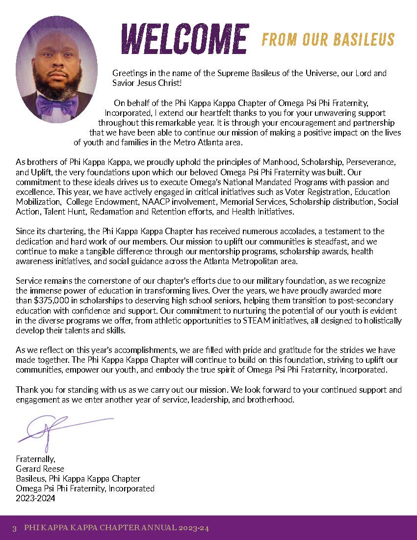 Welcome From Our Basileus (2023–2024)