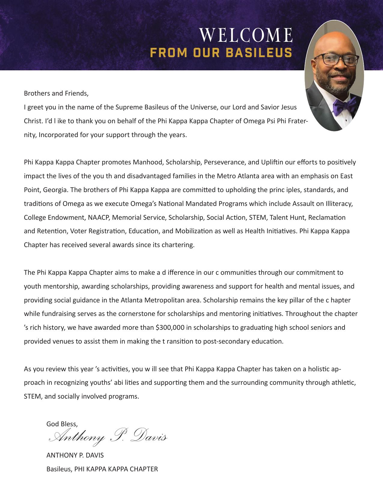 Welcome From Our Basileus (2022–2023)