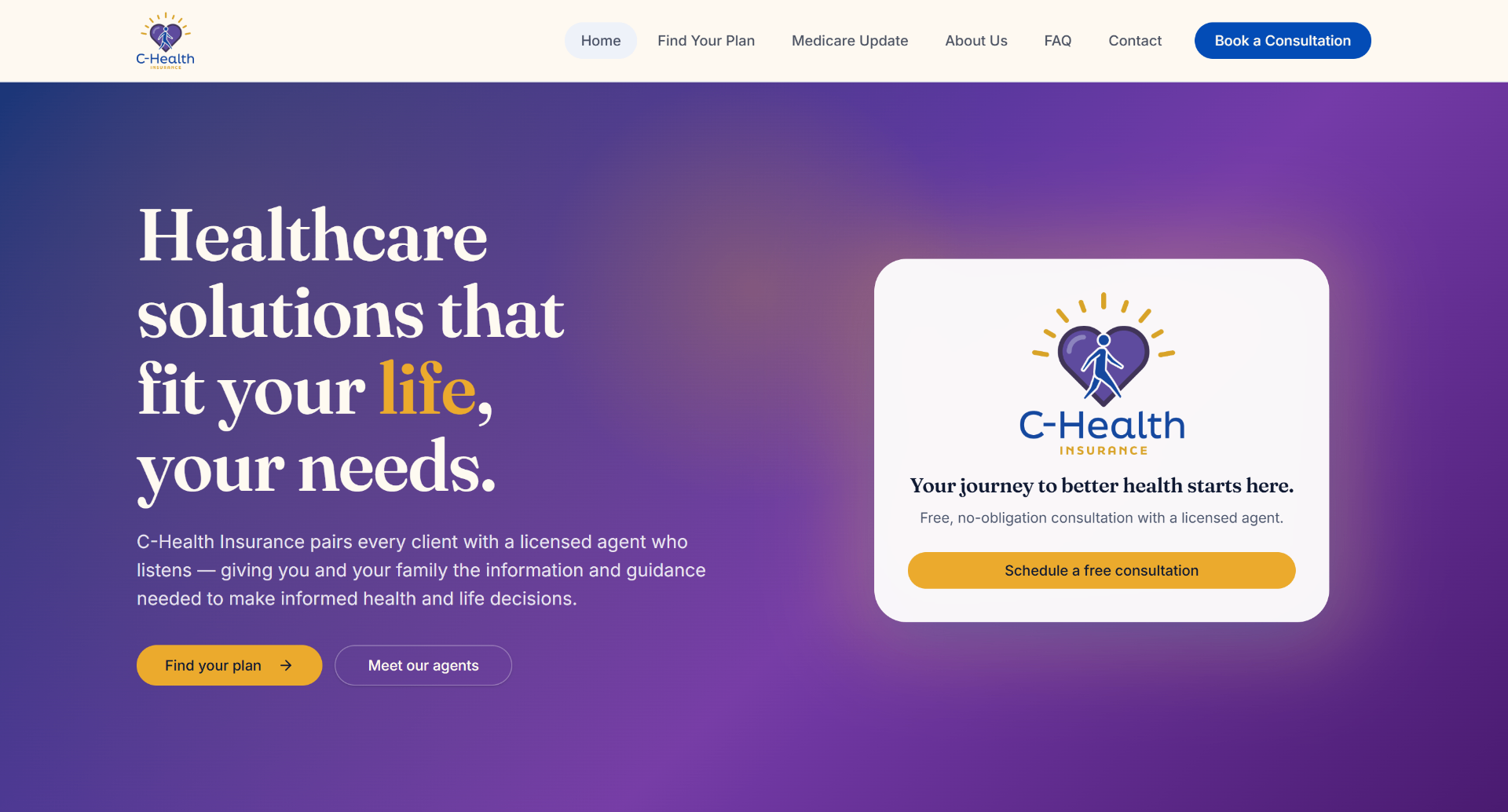 C-Health Insurance — brand refresh, website, and Medicare marketing system